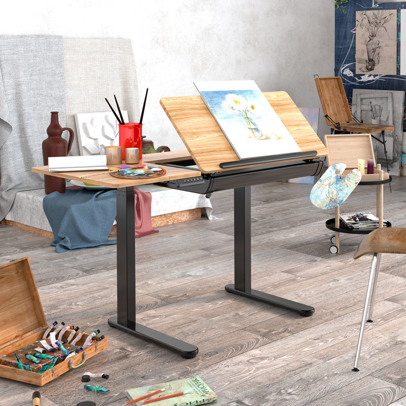 Electric Height Adjustable Drafting Draft Desk Drawing Table Desk Tiltable Tabletop