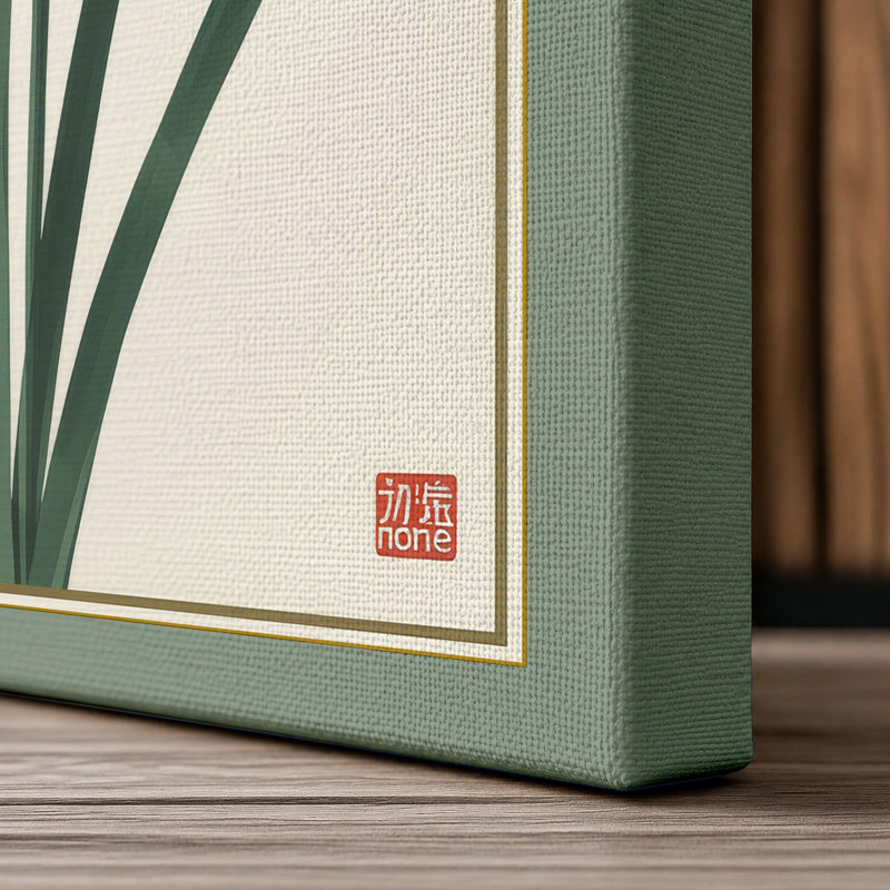 Daffodil Study Botanical - Wrapped Canvas, 24x16 - 61.0 x 40.6 cm, Sage Border
