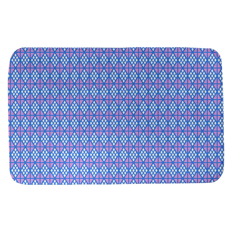 Tapis pour salle de bain diamants Leffel, l 17 po x L 24 po, Bleu foncé