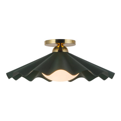 Furrow 16-in Pine Green Semi-Flush Mount