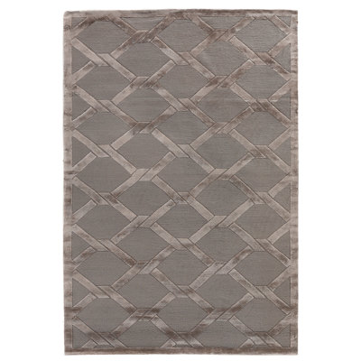 Metro Velvet Geometric Hand-Knotted Wool/Viscose Silver Area Rug -  EXQUISITE RUGS, 3294-8'X10'