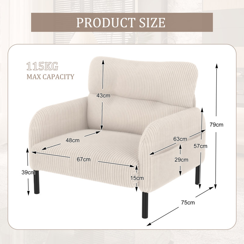 Upholstered Armchair, Beige