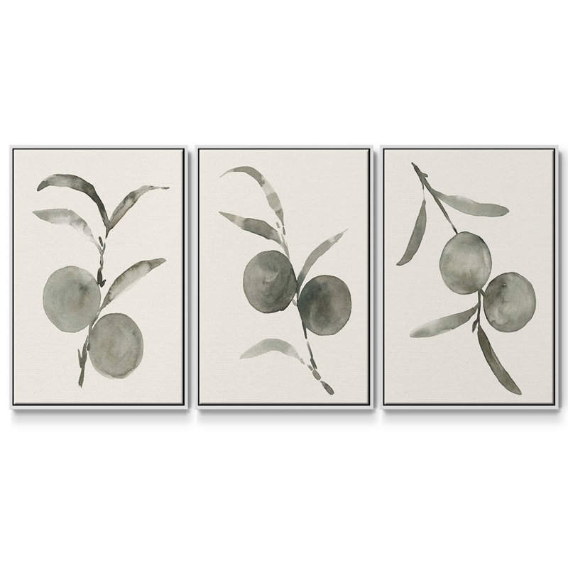 Twilight Oranges I, ensemble de 3 toiles encadrées sur toile, Blanc, H 27 po x l 54 po