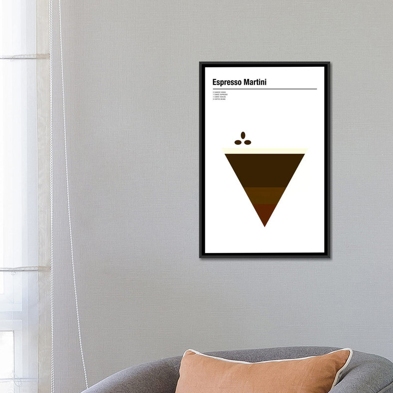 « expresso martini », impression sur toile, H 26 po x l 18 po x P 1,5 po, Toile avec cadre noir, Pas de tapis