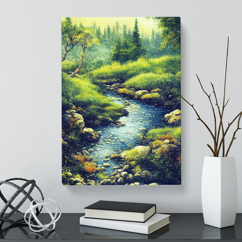 Watercolour Babbling Brook Vol.3 - Wrapped Canvas, 76cm H x 50cm W x 3cm D