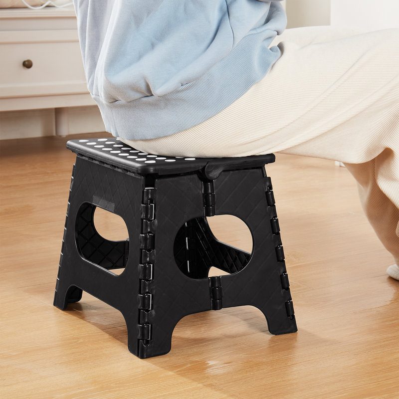 Hachiro 27 cm Folding Step Stool, Non-Slip Surface Portabl Foldable Stool with Carry Handle, Heavy Duty to Support for Living Room, Kitchen, Bathroom