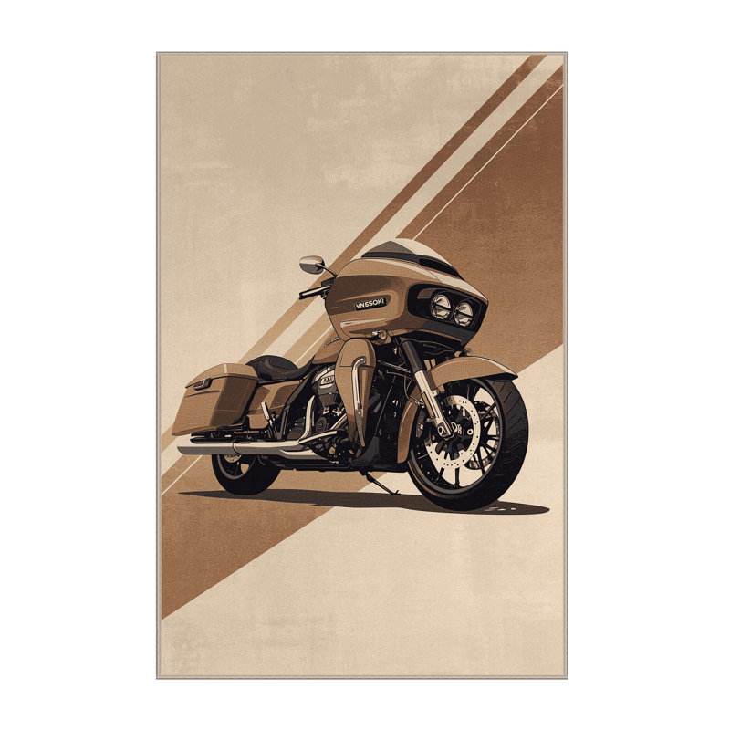 Machine Washable Maurice Touring Motorcycle Modern & Contemporary Rug in Beige – Beige Binding, 2x4