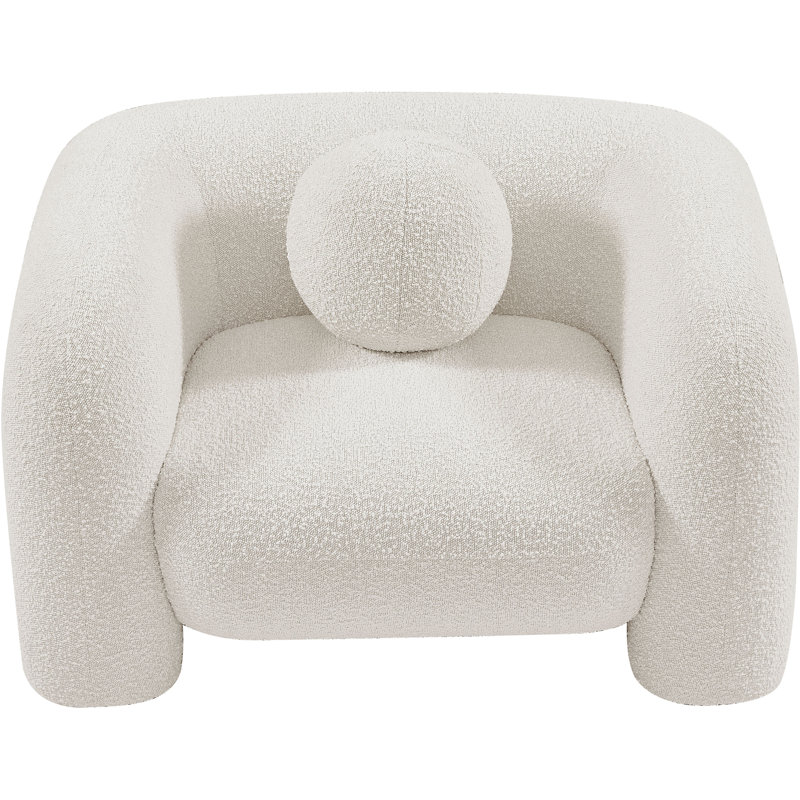 Fauteuil l 44 po Izadora, Tissu crème bouclé