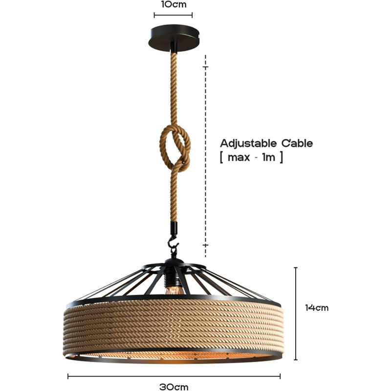 1 - Light Hemp,Black Dome Pendant