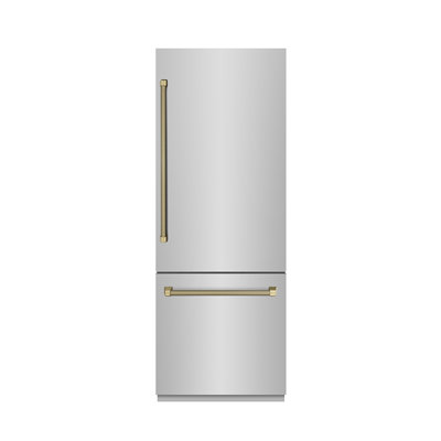 ZLINE Autograph 30 in. Built-In Refrigerator w/ Gray Interior and Champagne Bronze Helix Handles