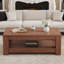 Table basse moderne et pratique en noyer.