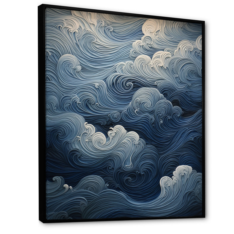 «Coastal Wave dénouant l'horizon sur toile», H 32 po x l 16 po x P 1 po, Cadre flottant noir