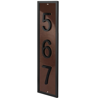 Royal Shade Flush Mount Vertical AFramed Aluminum Address Plaque – Customized 3/4/5-Digit House Numbers for Stylish Indoor and Outdoor Spaces