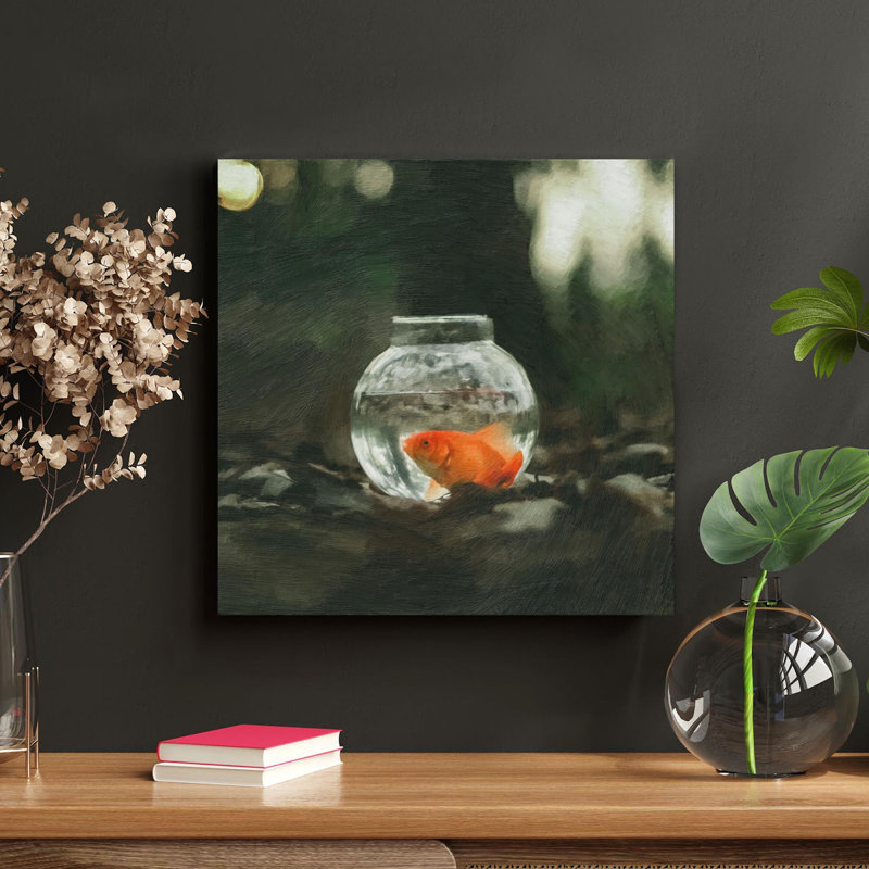 " Goldfish In Fish Tank " Painting Print, 32" W x 32" H