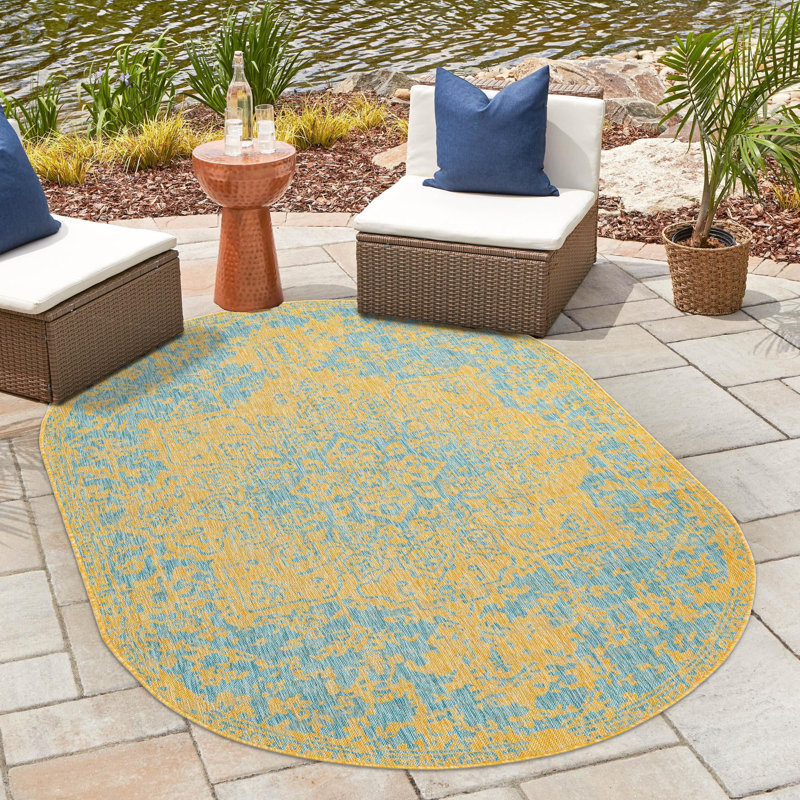 Tapis d'extérieur Jill Zarin, Ovale 7 pi 10 po x 10 pi