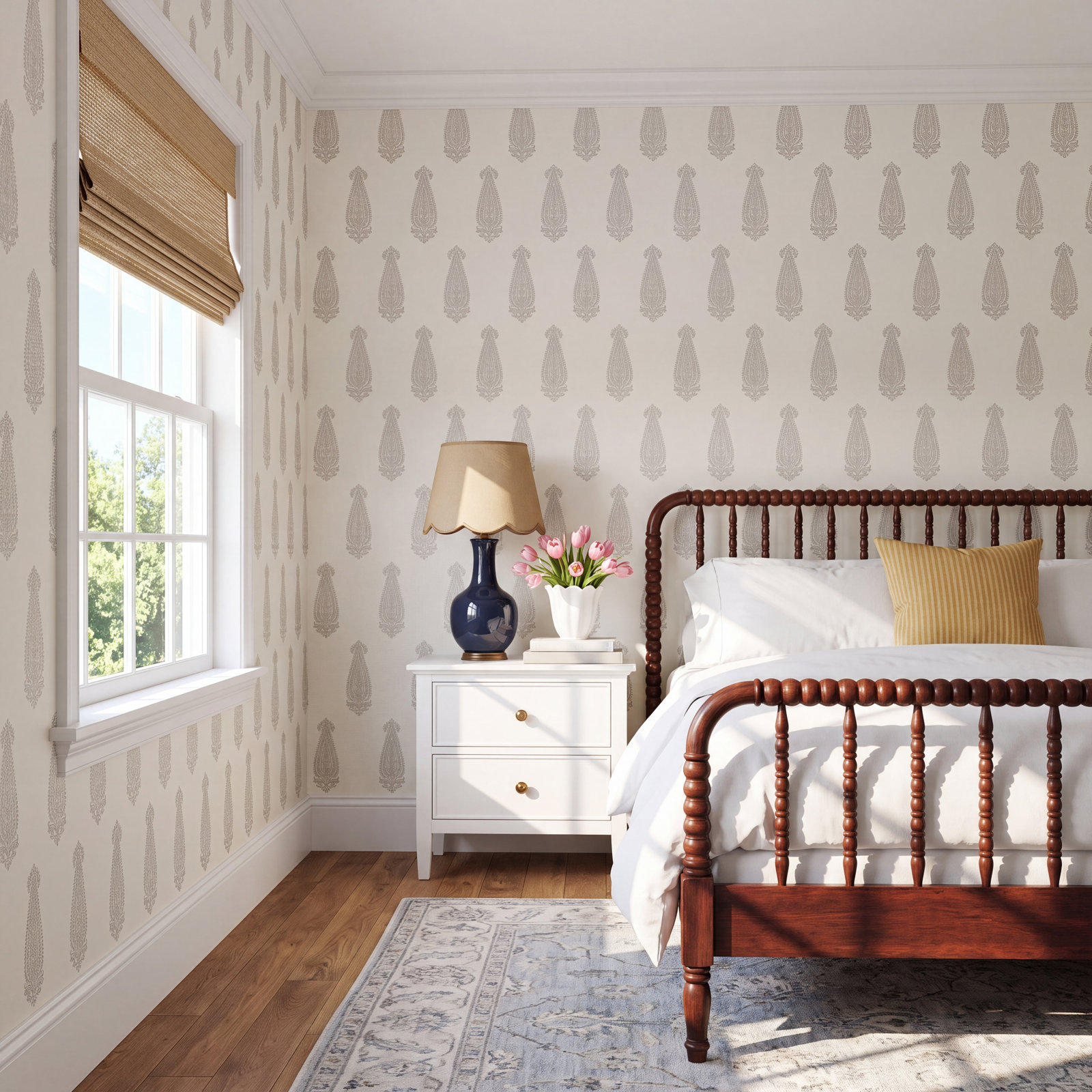 Schumacher Katara Wallpaper Roll, Oyster