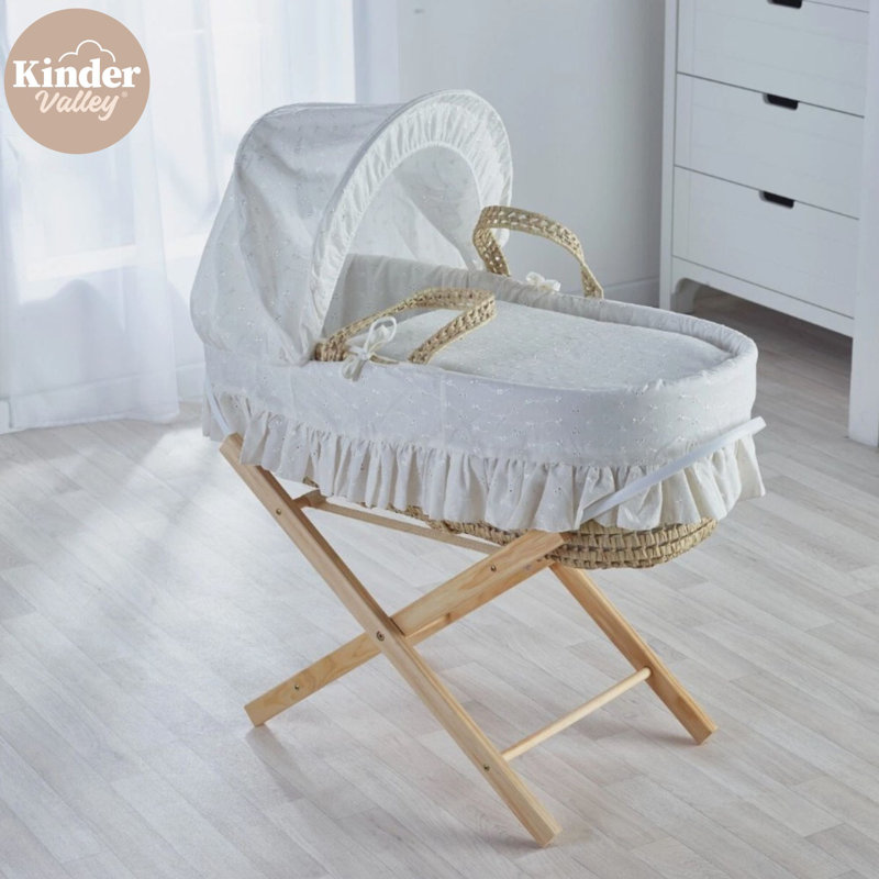 Moses Basket with Bedding with Mattress, White