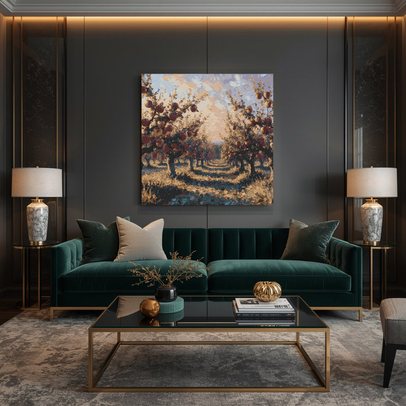 «Farm Apple Trees», art mural sur toile brune, H 12 po x l 12 po
