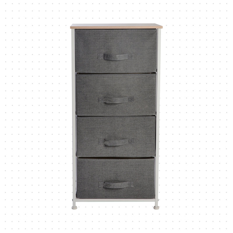 Commode de rangement 4 tiroirs Flinn, Gris