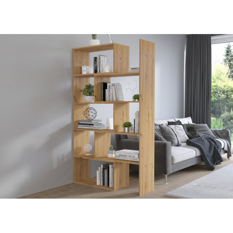 Rhiannan 187.7cm H Geometric Bookcase, 188cm H x 125cm W x 33cm D, Artisan