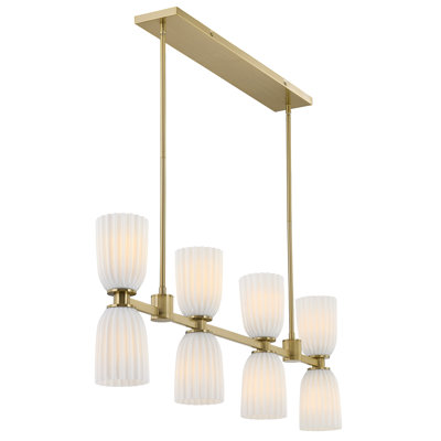 Marvella 8-Light Linear Chandelier in Noble Brass