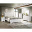 Mobilier de chambre à coucher moderne avec lit à panneau grand et finition blanche avec tête de lit capitonnée en forme de cristal
