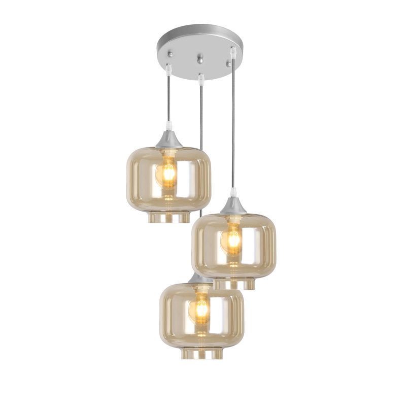 Beaumont 3 - Light Cluster Pendant, Amber, Silver