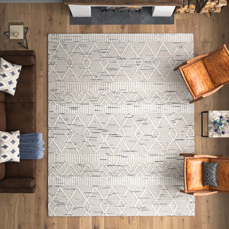Tapis géométrique tissé à la main Fleeton, Rectangle 4 pi x 6 pi