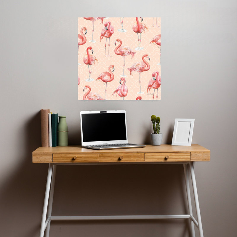 Motif gracieux de flamants roses, art tropical, H 18 po x l 18 po