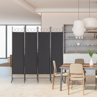 164.1 cm W x 175 cm H 4 - Panel Iron Folding Room Divider