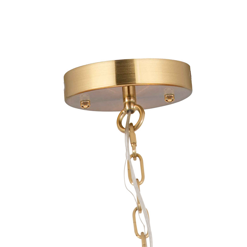 Lustre cylindrique en laiton poli à 5 lumières avec abat-jour en rotin à intensité variable de 22 po Stephane pour salle à manger ou chambre à coucher