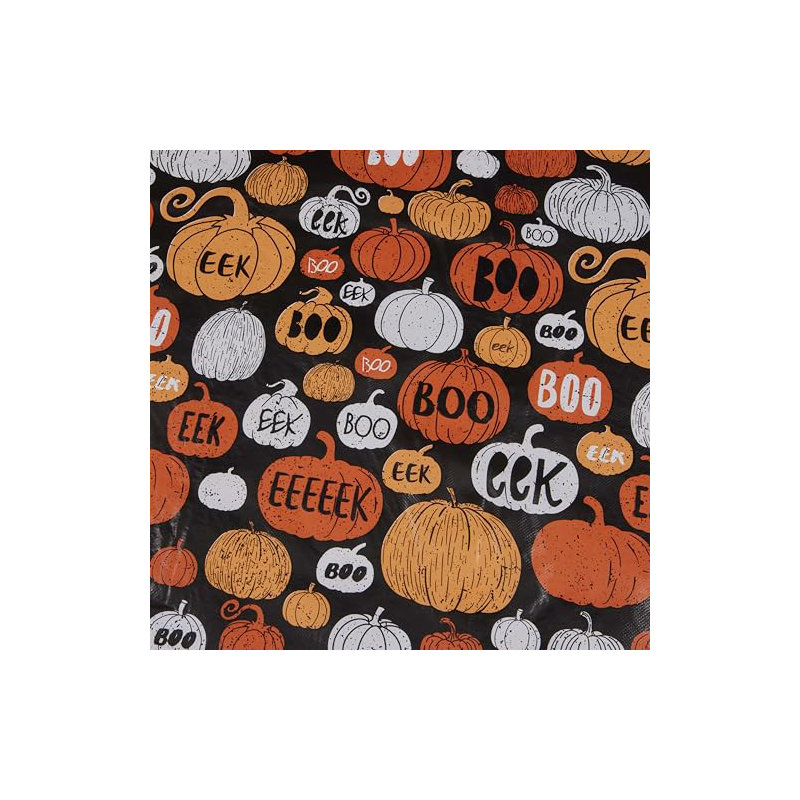PVC Tablecloth Halloween Design 70in Round - Pumpkin Party, 1
