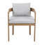 Chaise de salle à manger Outddor et aluminium d'intérieur, structure en teck avec coussin gris clair, ensemble de 2-1040542574-1040542575