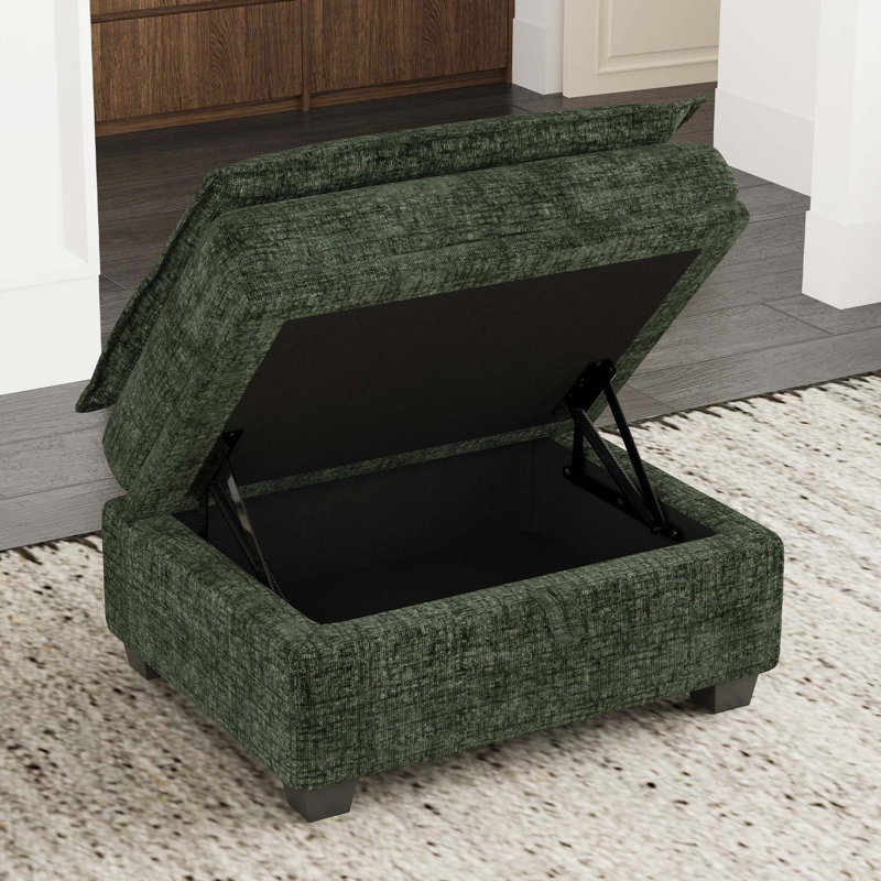 Repose-pieds en chenille avec rangement Luna, Vert