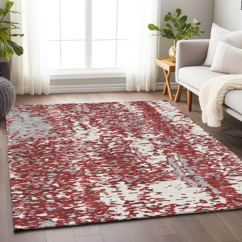 Premium Machine Washable Prisco Garnet Rug, Rectangle 9' x 12'