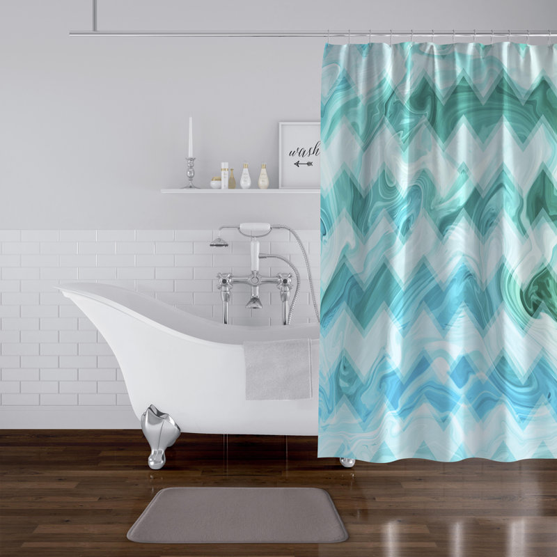 Rideau de douche simple à chevrons Alanta, H 70 po x l 71 po