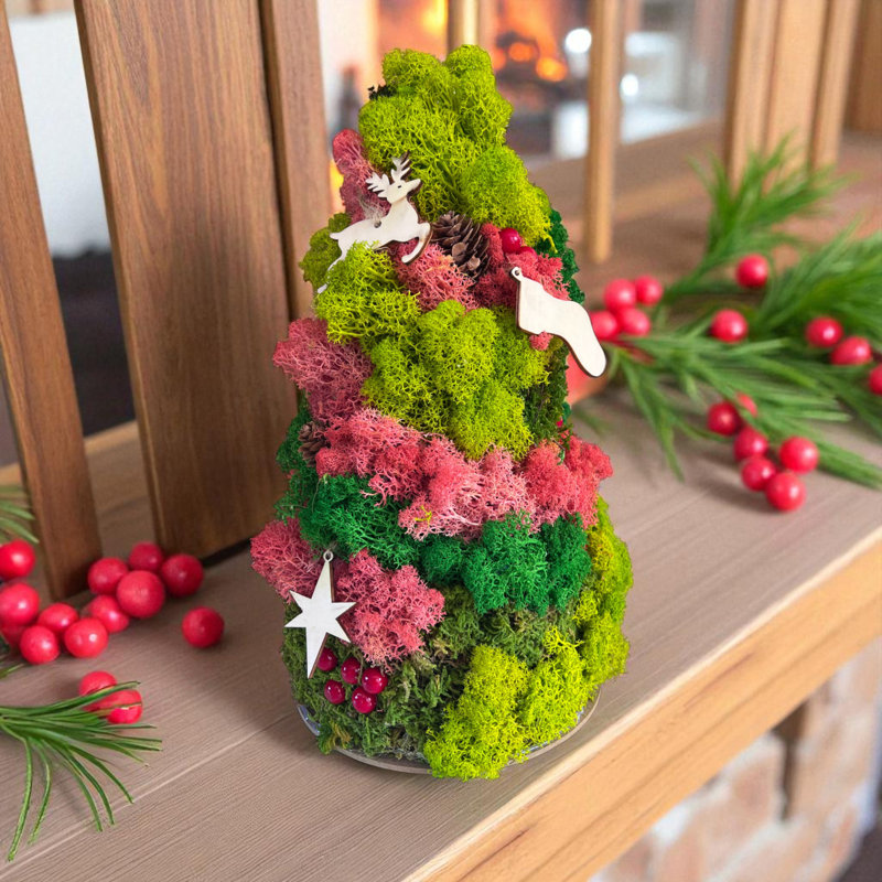Cône d'arbre de Noël mousse 3D préservé - tourbillon rose