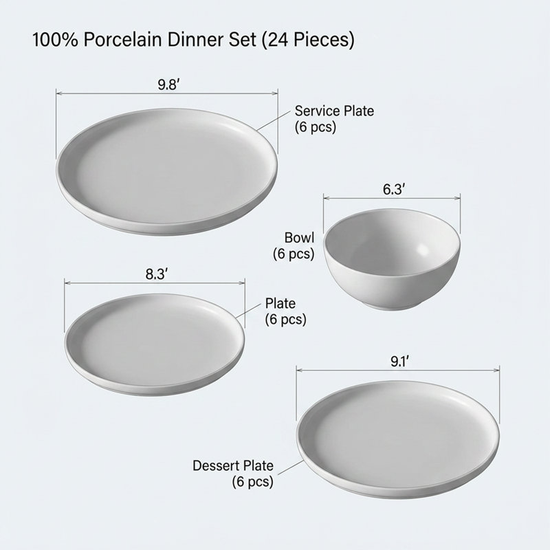 Service de table 100% porcelaine Coastal Vine Blue (service de 24 pièces pour 6 personnes)