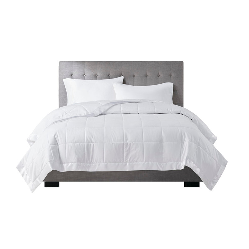 Lightweight Down Alternative Blanket with Satin Trim, White, Twin