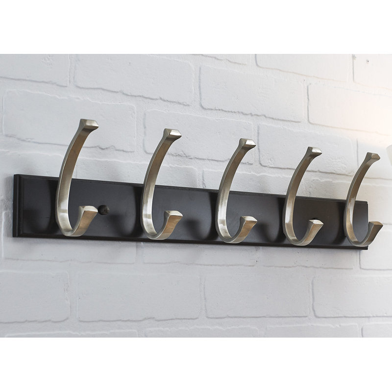 Wall Mounted Coat Rack, Black/Brushed Nickel