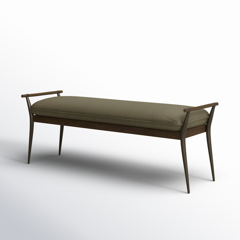 Charlotte Upholstered Bench, Modern Velvet Loden