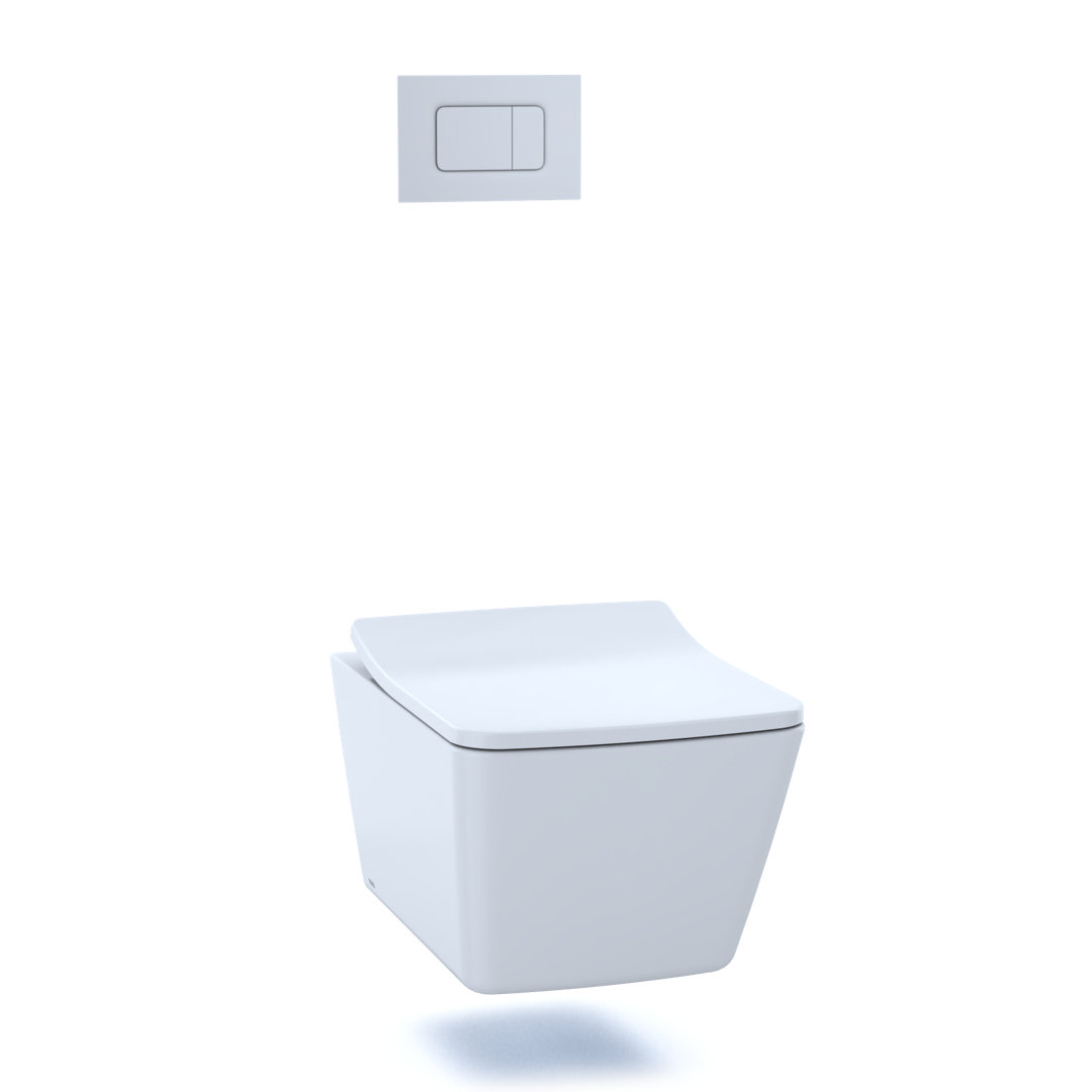 Dual-Flush Square Wall Mounted Toilet with Glazed Surface (Seat Included) TOTO 
