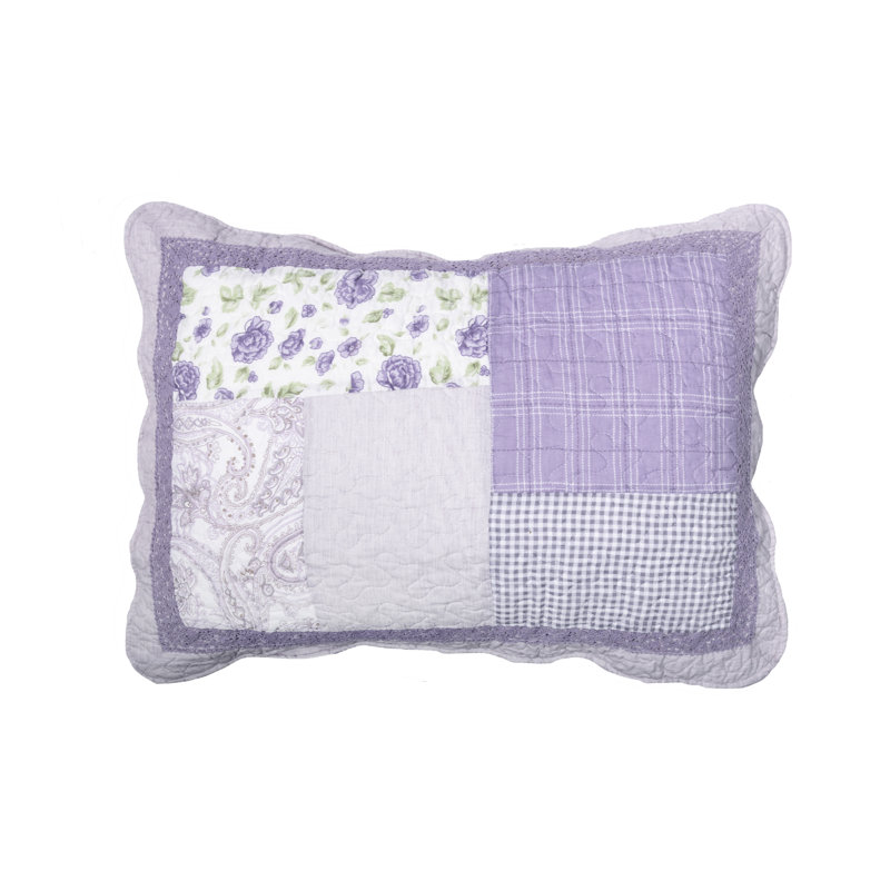 Lavender Rose Patchwork Cotton Standard Pillow Sham