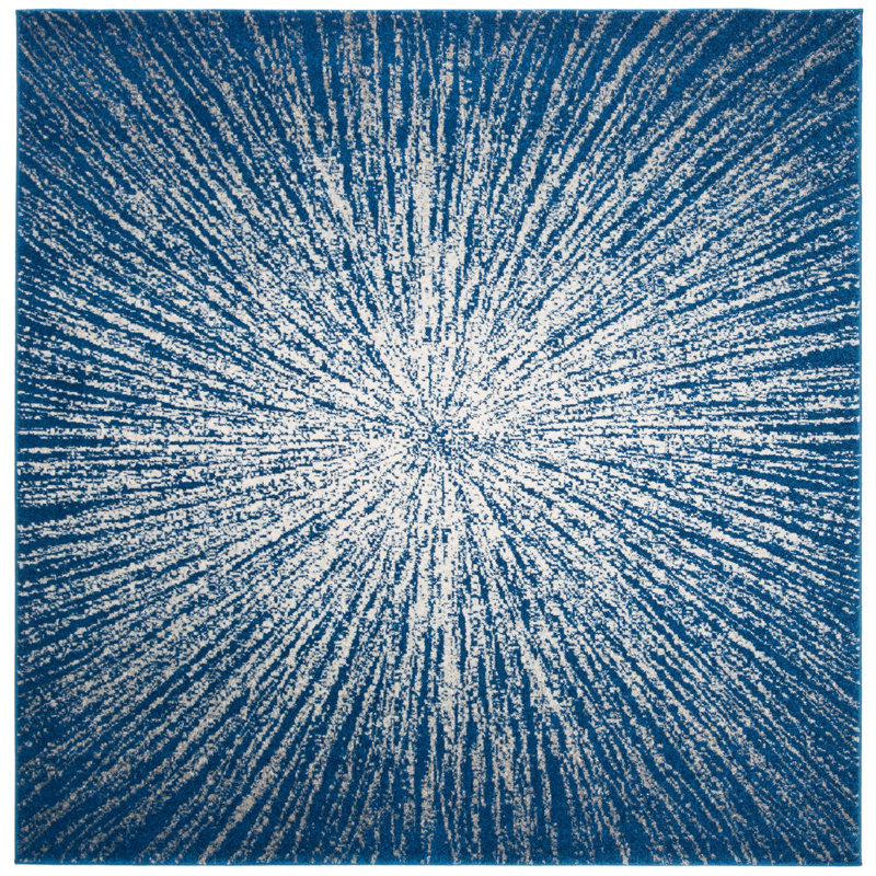 Tapis bleu marine / ivoire Faustina, Carré 9 pi