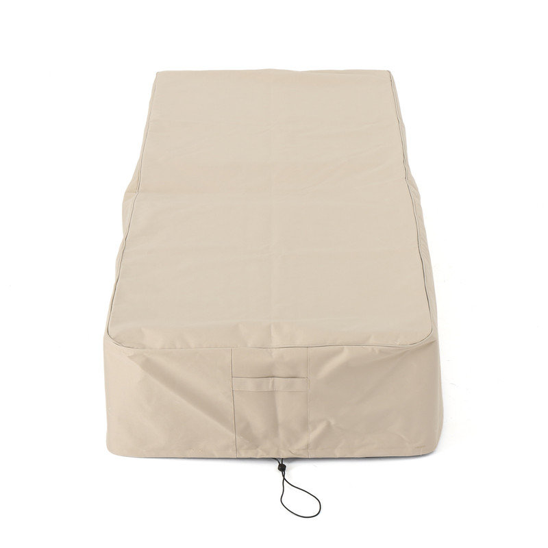 Beige 83" Waterproof Chaise Lounge Cover – Heavy Duty Outdoor Patio Chaise Cover with Drawstring for 83"L x 30"W x 12"H Lounger