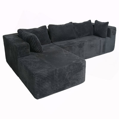 Canapé modulaire 100 po en velours côtelé de 100 po, canapé en L à 3 places avec assise profonde, choisissez la configuration faisant face à la gauche ou à la droite pour le salon