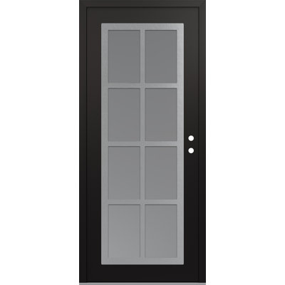 C16 à gauche 36 po X 80 po Porte d'entrée avant à panneau en verre givré noir et blanc