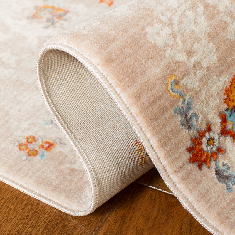Tapis beige à motif floral Meldrum, Rectangle 3 pi x 5 pi