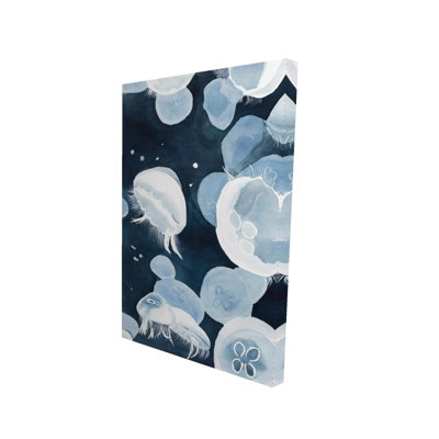 Jellyfishs Canvas Art - Blue Aquatic Decor for Home