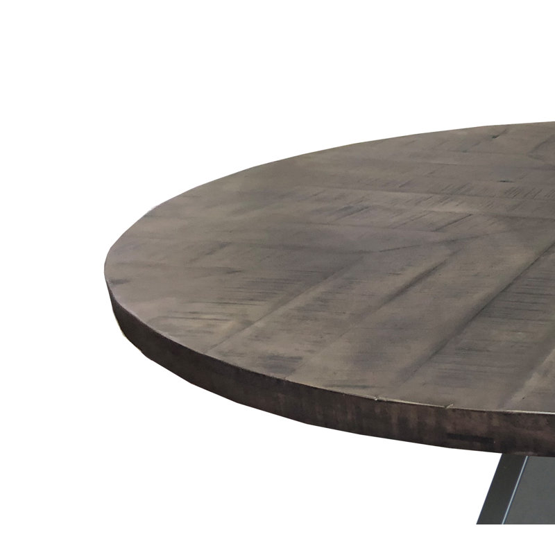 Piatto Mango Round Wood Top Dining Table, Grey